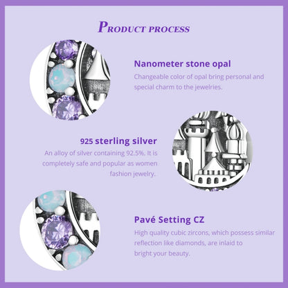 BSC892  925 Sterling Silver Purple Moon Moonlight Castle Diy Beaded Bracelet Accessories - Jewelry Accessories by PMC Jewellery | Online Shopping South Africa | PMC Jewellery