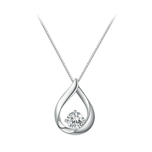 Sterling Silver Plated Plated Waterdrop Moissanite Necklace - Necklaces & Pendants by PMC Jewellery | Online Shopping South Africa | PMC Jewellery