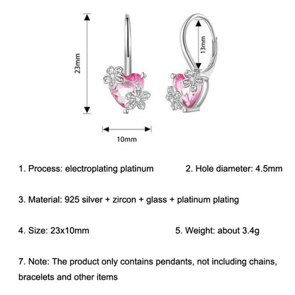 S925 Sterling Silver Pink Heart Cherry Blossom Earrings - Stud Earrings & Earrings by PMC Jewellery | Online Shopping South Africa | PMC Jewellery