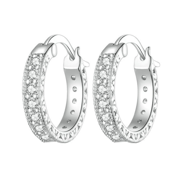 S925 Sterling Silver Simple Fine Flash Zircon Earrings - Stud Earrings & Earrings by PMC Jewellery | Online Shopping South Africa | PMC Jewellery