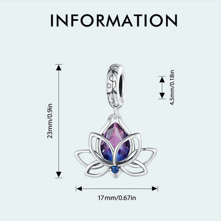 S925 Sterling Silver Lotus Pendant Gradient Water Drop Tourmaline DIY Bracelet Beads - Jewelry Accessories by PMC Jewellery | Online Shopping South Africa | PMC Jewellery