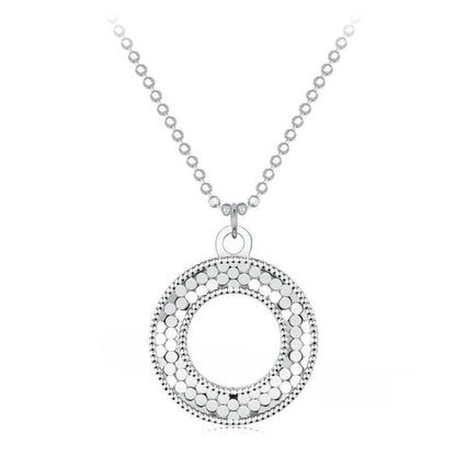 S925 Sterling Silver Platinum Plated Shining O Necklace Jewelry - Necklaces & Pendants by PMC Jewellery | Online Shopping South Africa | PMC Jewellery