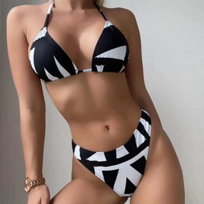 Leaf-print Waist Lace-up Three-Piece Bikini Set Long-sleeved Beach Sun Protection Swimsuit, Size: XL(Blue) - Swimwear by PMC Jewellery | Online Shopping South Africa | PMC Jewellery