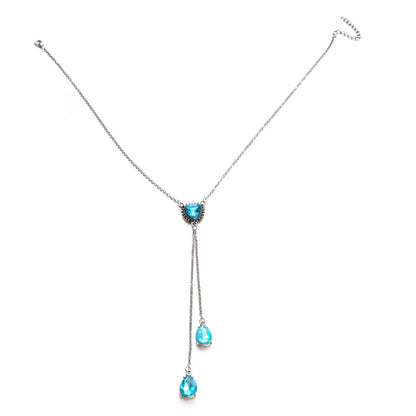 Personalized Sky Blue Heart Gemstone Pendant Necklace for Women - Necklaces & Pendants by PMC Jewellery | Online Shopping South Africa | PMC Jewellery