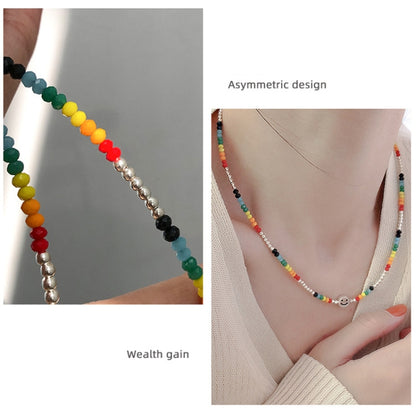 Colorful Beaded Smiley Necklace Womens Clavicle Chain, Style: Elastic Rope Style - Necklaces & Pendants by PMC Jewellery | Online Shopping South Africa | PMC Jewellery