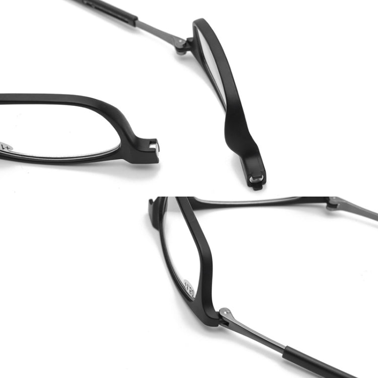 Portable Magnetic Hanging Neck Retractable Reading Glasses +275(Black Frame Gray Legs) - Presbyopic Glasses by PMC Jewellery | Online Shopping South Africa | PMC Jewellery