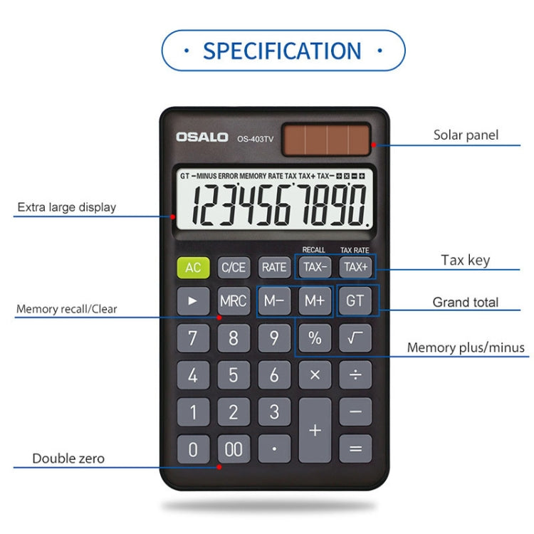 OSALO OS-403TV 10-digit LCD Screen Solar Dual Power Supply Mini Student Desktop Calculator - free shipping - PMC TechLife - Order now!
