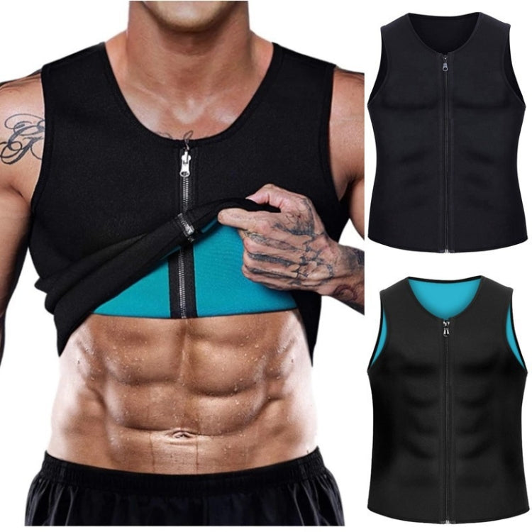 Men Fitness Corset Neoprene Sports Tummy Control Shapewear Zipper Tank Top Workout Wear, Size: 4XL(Gray Blue) - Athletic Wear by PMC Jewellery | Online Shopping South Africa | PMC Jewellery