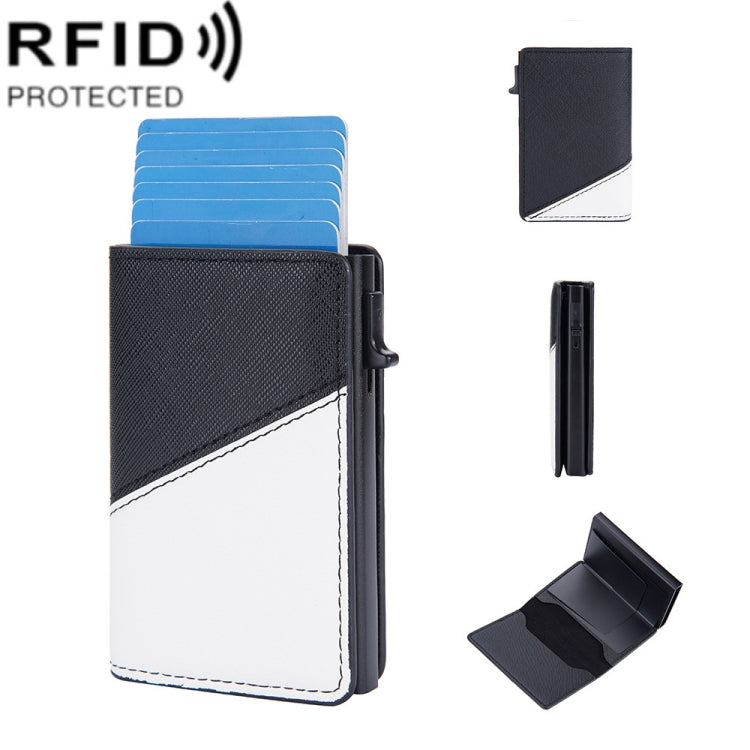 Baellerry RFID Anti-theft Aluminum Box Leather Wallet Side Push Contrasting Antimagnetic Card Holder(Black) - free shipping - PMC TechLife - Order now!