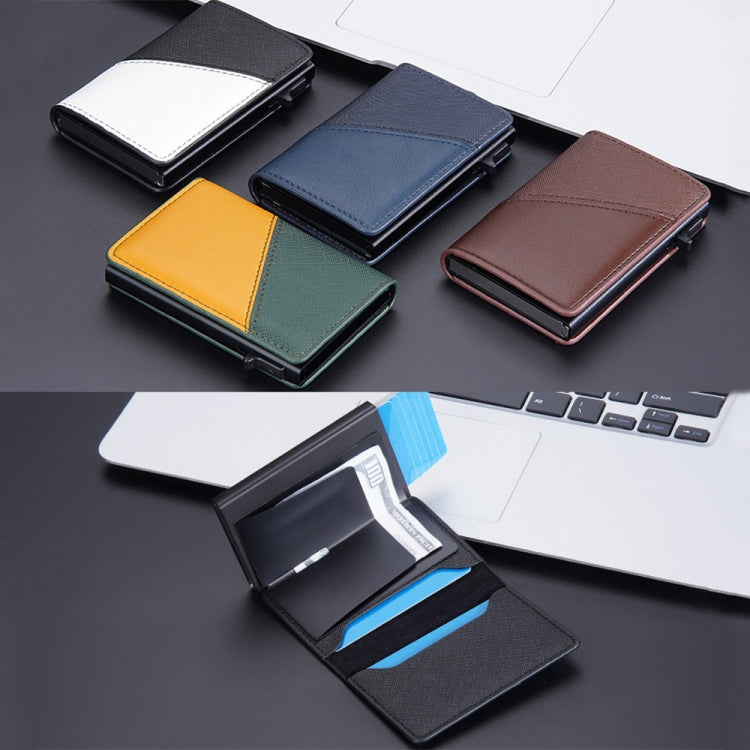 Baellerry RFID Anti-theft Aluminum Box Leather Wallet Side Push Contrasting Antimagnetic Card Holder(Black) - free shipping - PMC TechLife - Order now!