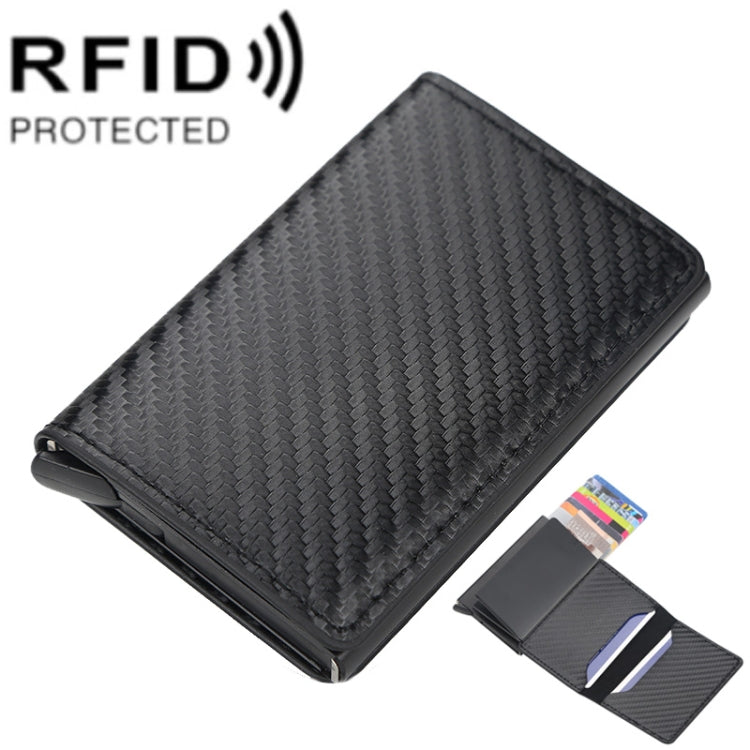 Baellerry RFID Anti-theft Plaid Leather Wallet Metal Aluminum Box Automatic Eject Type Card Holder(Black) - Antimagnetic RFID Package by Baellerry | Online Shopping South Africa | PMC Jewellery | Buy Now Pay Later Mobicred