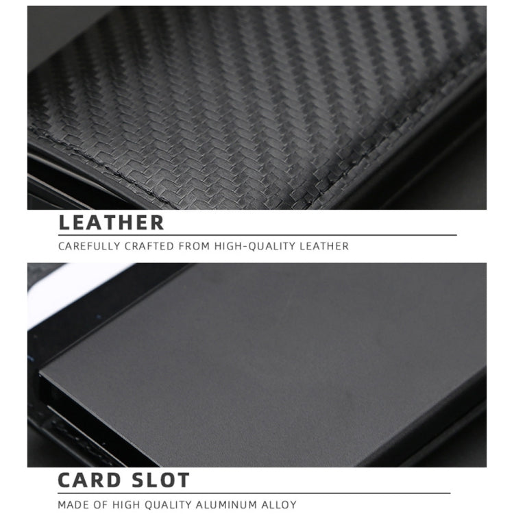 Baellerry RFID Anti-theft Plaid Leather Wallet Metal Aluminum Box Automatic Eject Type Card Holder(Black) - Antimagnetic RFID Package by Baellerry | Online Shopping South Africa | PMC TechLife | Buy Now Pay Later Mobicred
