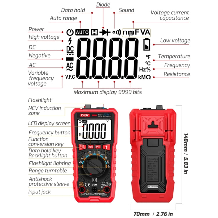 TASI TA801B Automated Manual Integral Digital Multimeter High Precision Digital Display Ammeter - Digital Multimeter by TASI | Online Shopping South Africa | PMC Jewellery | Buy Now Pay Later Mobicred