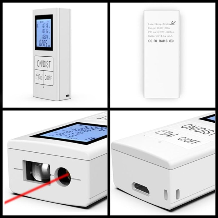 30m Mini Handheld Rechargeable Infrared Electronic Range Finder(White) - free shipping - PMC TechLife - Order now!