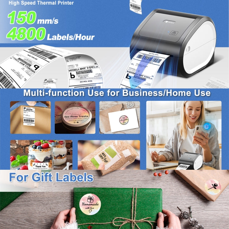 Phomemo D520-BT Bluetooth Thermal Shipping Label Printer Wireless Desktop Printer For Barcode Address Labels, Size: EU(Pink White) - free shipping - PMC TechLife - Order now!