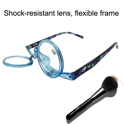 Makeup Magnifying Glass Presbyopic Glasses Flip Swivel Reading Glasses, Degree: +300(Blue Frame) - Presbyopic Glasses by PMC Jewellery | Online Shopping South Africa | PMC Jewellery