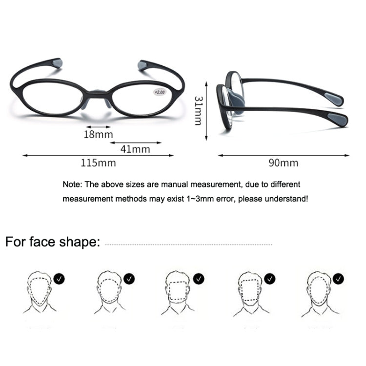 Portable Magnifying Glass Presbyopic Glasses Silicone Anti-Blue Light Reading Glasses, Degree: +350(Light Gray) - Presbyopic Glasses by PMC Jewellery | Online Shopping South Africa | PMC Jewellery