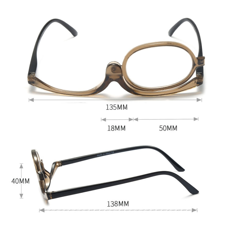 Makeup Presbyopic Glasses Monolithic Reading Glass Magnifying Glass, Degree: +200(Tea Color) - Presbyopic Glasses by PMC Jewellery | Online Shopping South Africa | PMC Jewellery