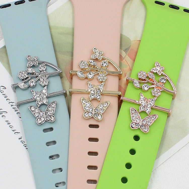 3pcs/Set Smart Watch Silicone Watch Band Decorative Ring Butterfly Buckle Watch Band Decorations(1) - Watch Accessories & Parts by PMC Jewellery | Online Shopping South Africa | PMC Jewellery