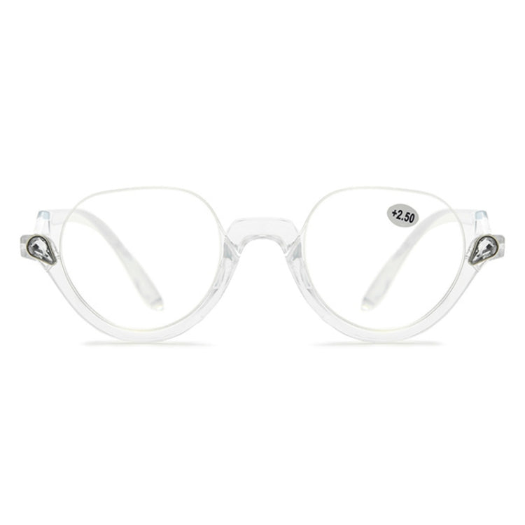 Diamond Studded Cat Eye Presbyopic Glasses Half-frame Fish-filament Glasses Unisex, Degree: 150(Transparent) - Presbyopic Glasses by PMC Jewellery | Online Shopping South Africa | PMC Jewellery