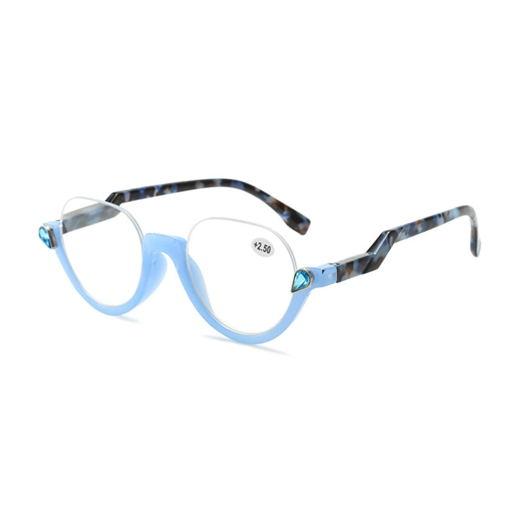 Diamond Studded Cat Eye Presbyopic Glasses Half-frame Fish-filament Glasses Unisex, Degree: +250(Light Blue) - Presbyopic Glasses by PMC Jewellery | Online Shopping South Africa | PMC Jewellery