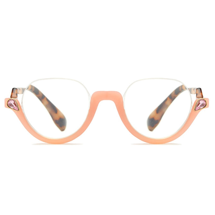 Diamond Studded Cat Eye Presbyopic Glasses Half-frame Fish-filament Glasses Unisex, Degree: +300(Light Pink) - Presbyopic Glasses by PMC Jewellery | Online Shopping South Africa | PMC Jewellery