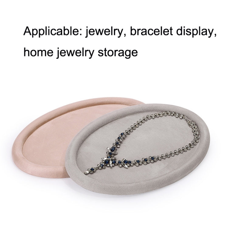 30x20x1.8cm Jewelry Tray Ring Velvet Leather Oval Empty Plate Earrings Necklace Jewelry Display Plate(Gray) - Jewelry Storages by PMC Jewellery | Online Shopping South Africa | PMC Jewellery