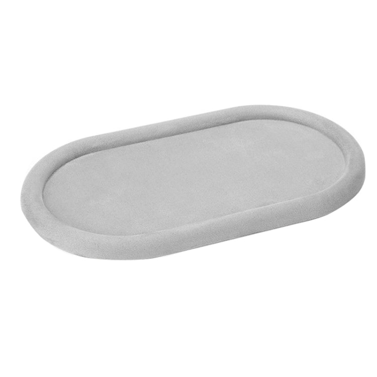 32x18x1.8cm Jewelry Tray Ring Velvet Leather Oval Empty Plate Earrings Necklace Jewelry Display Plate(Gray) - Jewelry Storages by PMC Jewellery | Online Shopping South Africa | PMC Jewellery