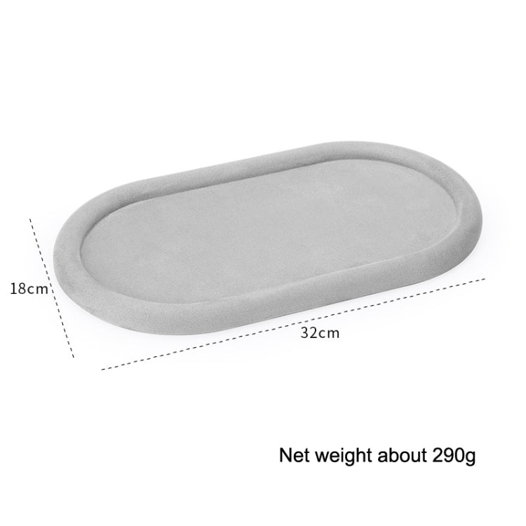 32x18x1.8cm Jewelry Tray Ring Velvet Leather Oval Empty Plate Earrings Necklace Jewelry Display Plate(Gray) - Jewelry Storages by PMC Jewellery | Online Shopping South Africa | PMC Jewellery