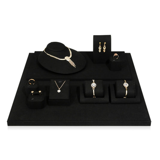 Black Microfiber Necklace Ring Jewelry Display Live Jewelry Prop Rack Set 2 - Jewelry Storages by PMC Jewellery | Online Shopping South Africa | PMC Jewellery