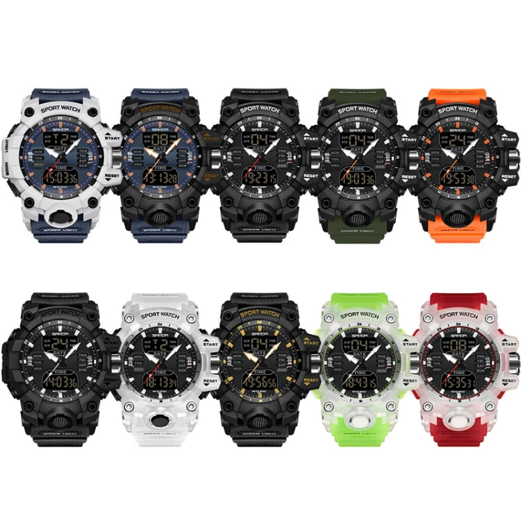 SANDA Green Light Alarm Clock Multifunctional Waterproof Shockproof Transparent Watch(Black Blue) - Silicone Strap Watches by SANDA | Online Shopping South Africa | PMC Jewellery