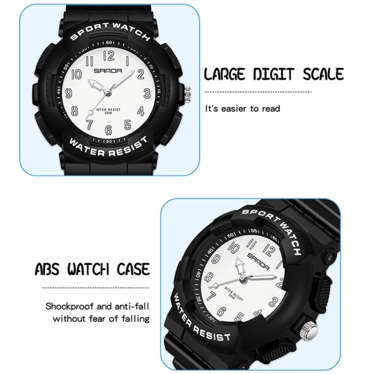 SANDA Small Fresh Digital All-match Waterproof Luminous Student Watch(Black White) - LED Digital Watches by SANDA | Online Shopping South Africa | PMC Jewellery