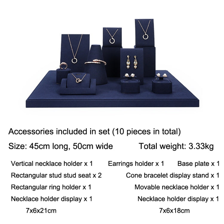 Jewelry Display Props Blue Microfiber Window Necklace Earring Ring Stand Set 8 - Jewelry Storages by PMC Jewellery | Online Shopping South Africa | PMC Jewellery