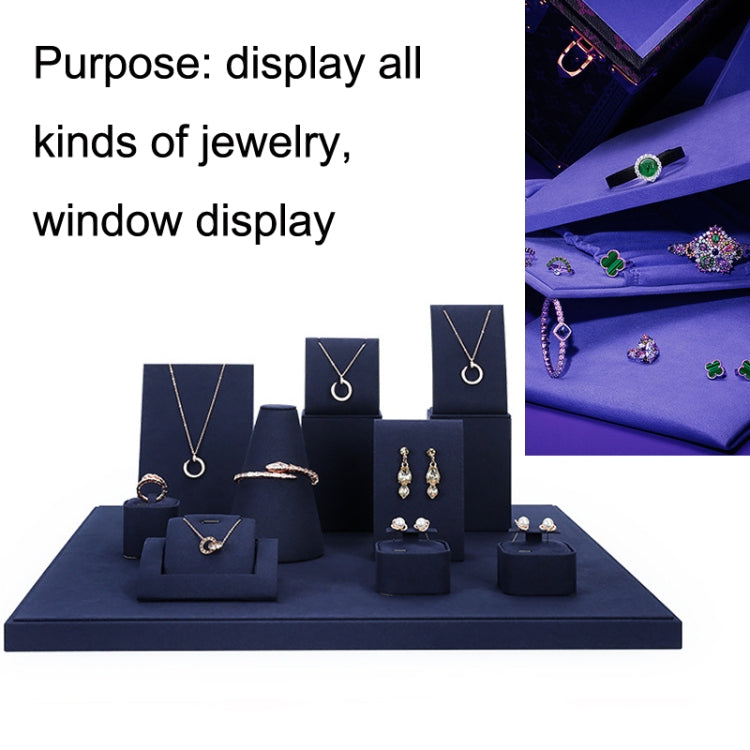 Jewelry Display Props Blue Microfiber Window Necklace Earring Ring Stand Set 7 - Jewelry Storages by PMC Jewellery | Online Shopping South Africa | PMC Jewellery