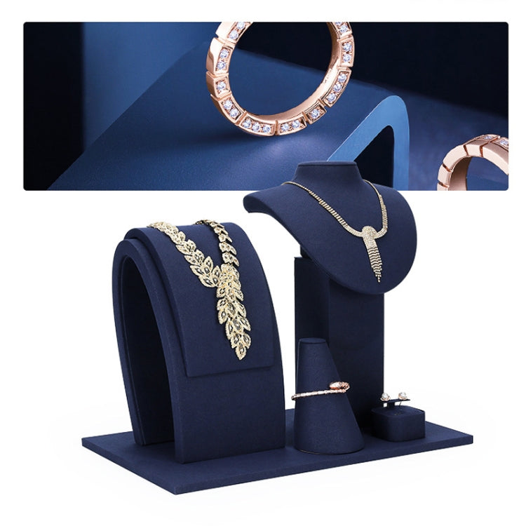 18.5x6x2cm Bar Ring Holder Jewelry Display Props Blue Microfiber Window Necklace Earring Ring Stand - Jewelry Storages by PMC Jewellery | Online Shopping South Africa | PMC Jewellery