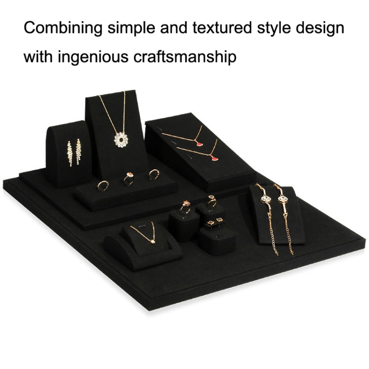 4.5x4.5x4cm Rectangular Ring Seat Black Microfiber Necklace Ring Jewelry Display Live Jewelry Prop Rack - Jewelry Storages by PMC Jewellery | Online Shopping South Africa | PMC Jewellery