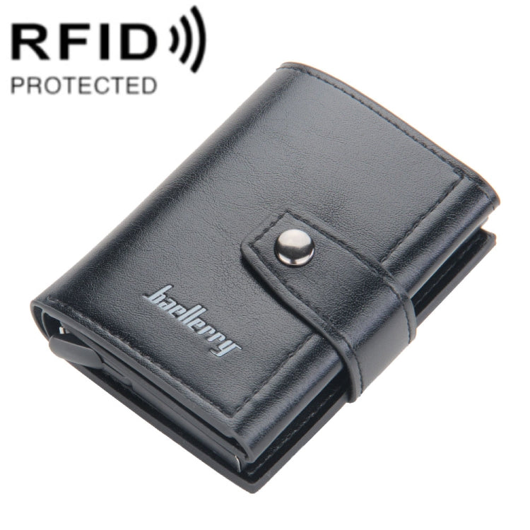 Baellerry RFID Anti-Theft Automatic Pop-Up Card Wallet Buckle Metal Aluminum Shell Card Holder(Black) - Antimagnetic RFID Package by Baellerry | Online Shopping South Africa | PMC TechLife | Buy Now Pay Later Mobicred