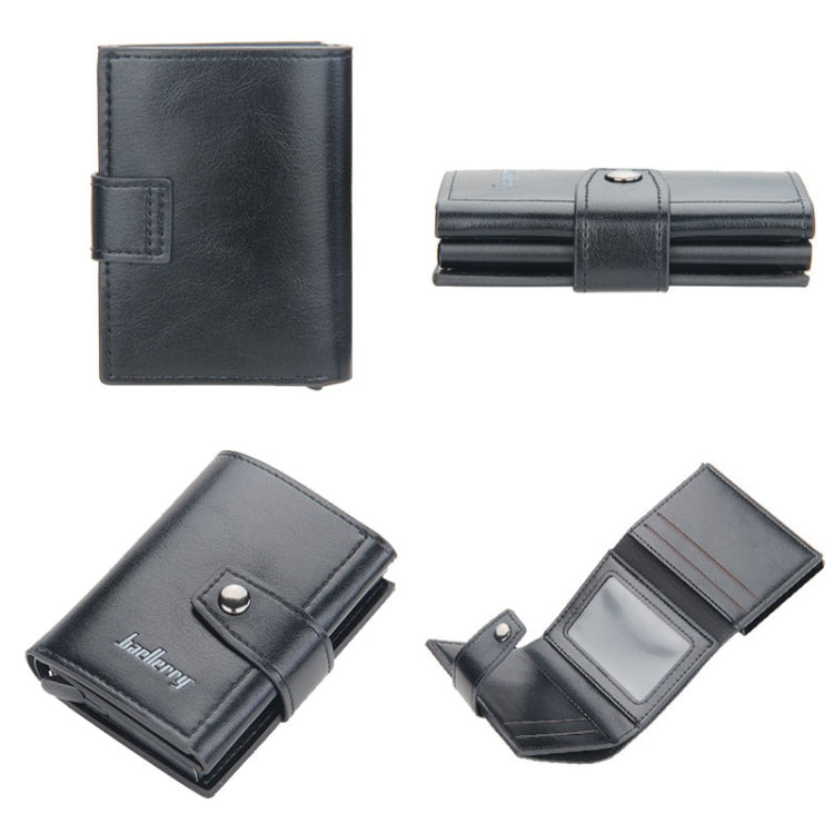 Baellerry RFID Anti-Theft Automatic Pop-Up Card Wallet Buckle Metal Aluminum Shell Card Holder(Black) - Antimagnetic RFID Package by Baellerry | Online Shopping South Africa | PMC TechLife | Buy Now Pay Later Mobicred