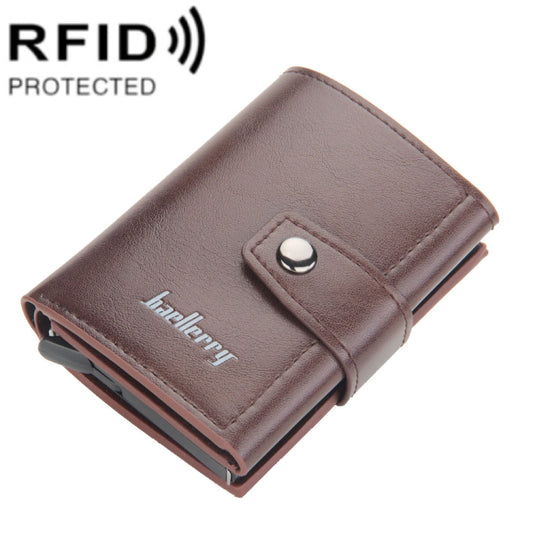 Baellerry RFID Anti-Theft Automatic Pop-Up Card Wallet Buckle Metal Aluminum Shell Card Holder(Coffee) - Antimagnetic RFID Package by Baellerry | Online Shopping South Africa | PMC Jewellery | Buy Now Pay Later Mobicred