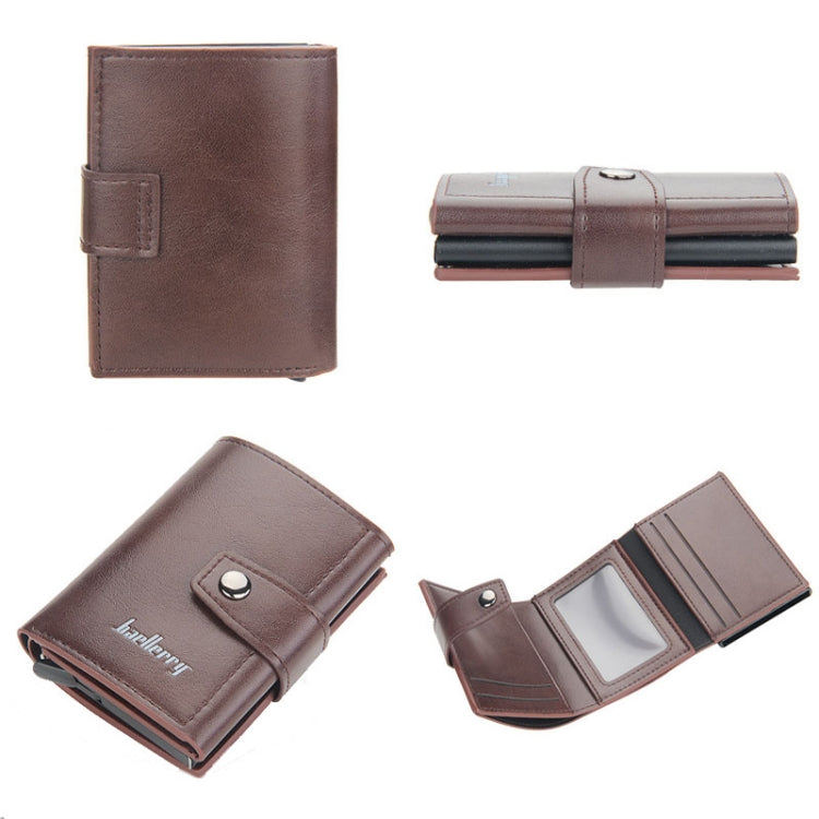 Baellerry RFID Anti-Theft Automatic Pop-Up Card Wallet Buckle Metal Aluminum Shell Card Holder(Coffee) - Antimagnetic RFID Package by Baellerry | Online Shopping South Africa | PMC TechLife | Buy Now Pay Later Mobicred