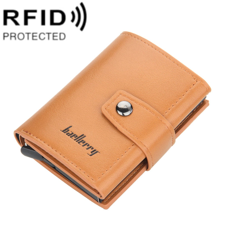Baellerry RFID Anti-Theft Automatic Pop-Up Card Wallet Buckle Metal Aluminum Shell Card Holder(Yellow Brown) - free shipping - PMC TechLife - Order now!