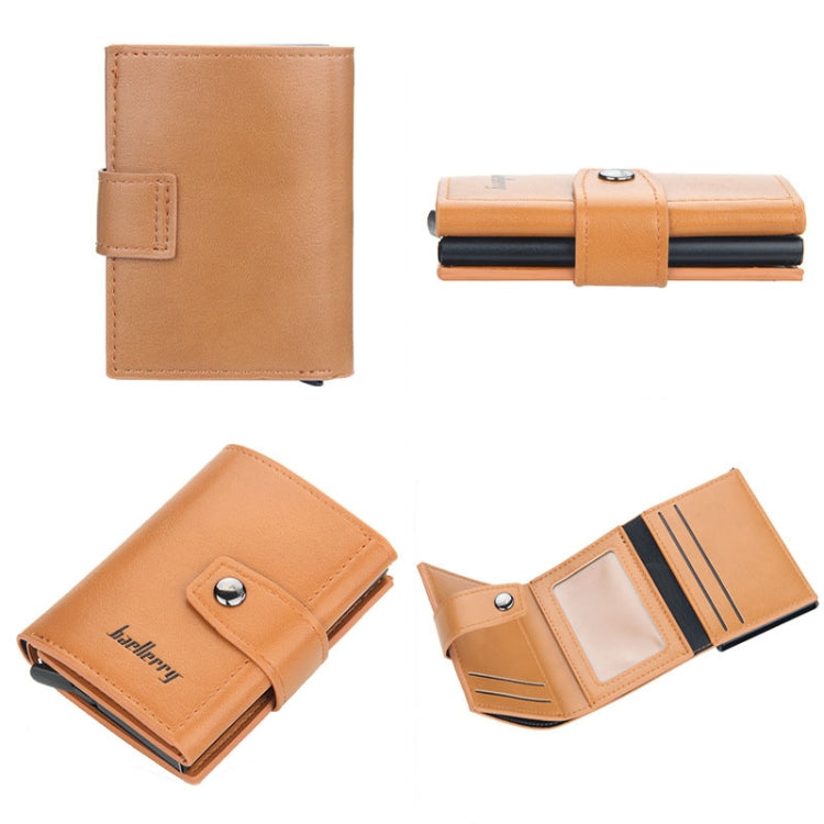 Baellerry RFID Anti-Theft Automatic Pop-Up Card Wallet Buckle Metal Aluminum Shell Card Holder(Yellow Brown) - free shipping - PMC TechLife - Order now!