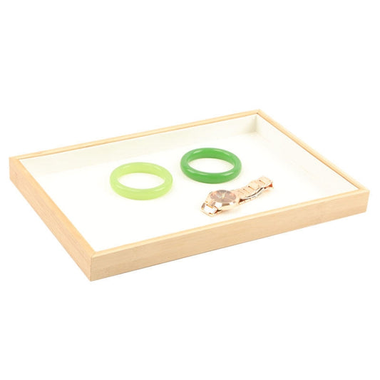 Bamboo Wood Velvet Multi-Functional Jewelry Display Tray Jewelry Storage Box Empty Tray, Style: Leather (White) - Jewelry Storages by PMC Jewellery | Online Shopping South Africa | PMC Jewellery