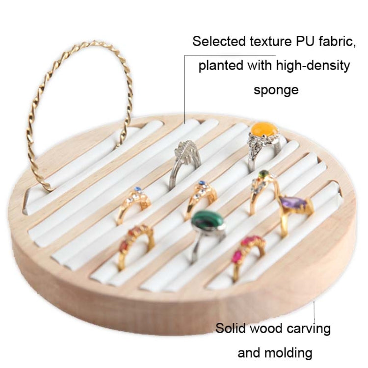 Solid Wooden Round Ring Jewelry Display Board Jewelry Bracelet Storage Tray, Style: Leather ( Black ) - Jewelry Storages by PMC Jewellery | Online Shopping South Africa | PMC Jewellery