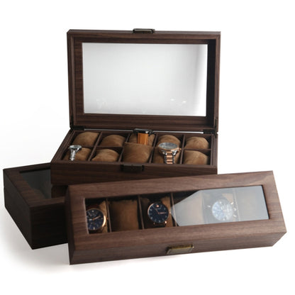 Wood Grain Leather Watch Display Box Watch Storage Case Jewelry Box, Style: 12 Digit Long - Watch Storages by PMC Jewellery | Online Shopping South Africa | PMC Jewellery