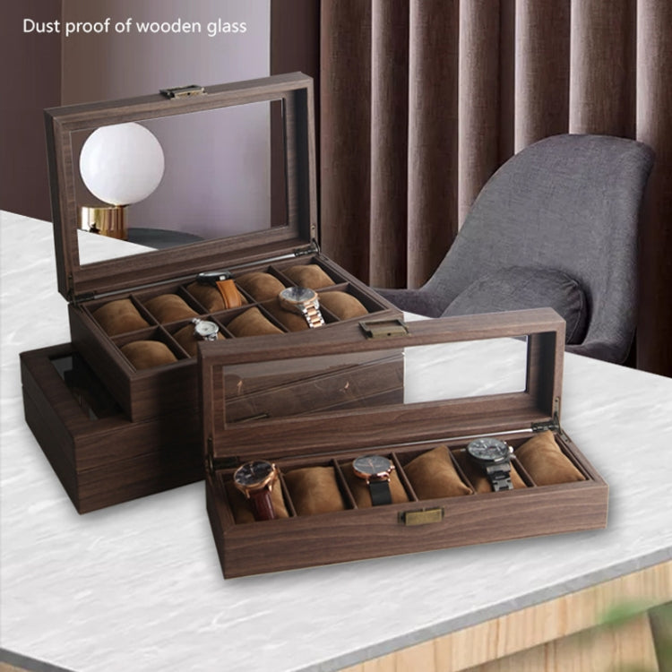 Wood Grain Leather Watch Display Box Watch Storage Case Jewelry Box, Style: 12 Digit Long - Watch Storages by PMC Jewellery | Online Shopping South Africa | PMC Jewellery