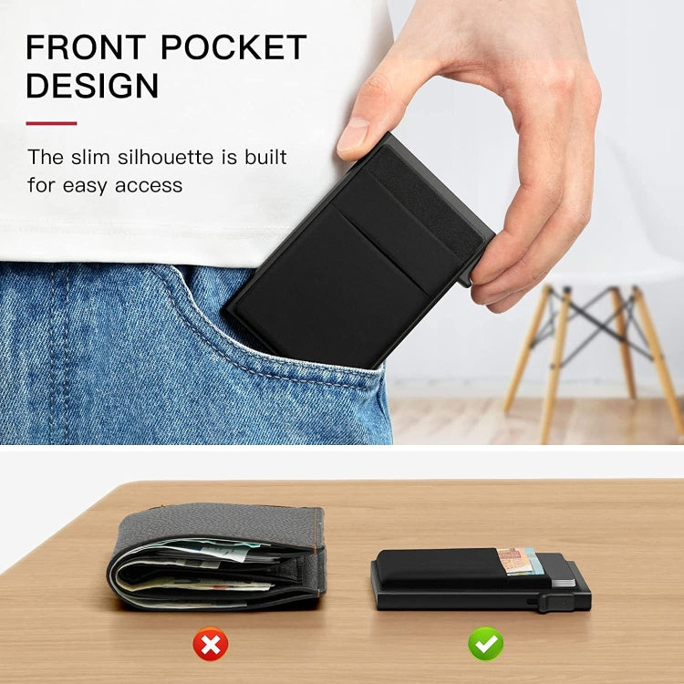Slim Metal Wallet Pop Up Credit Card Holder RFID Blocking Men Business Card Clip(Black) - free shipping - PMC TechLife - Order now!