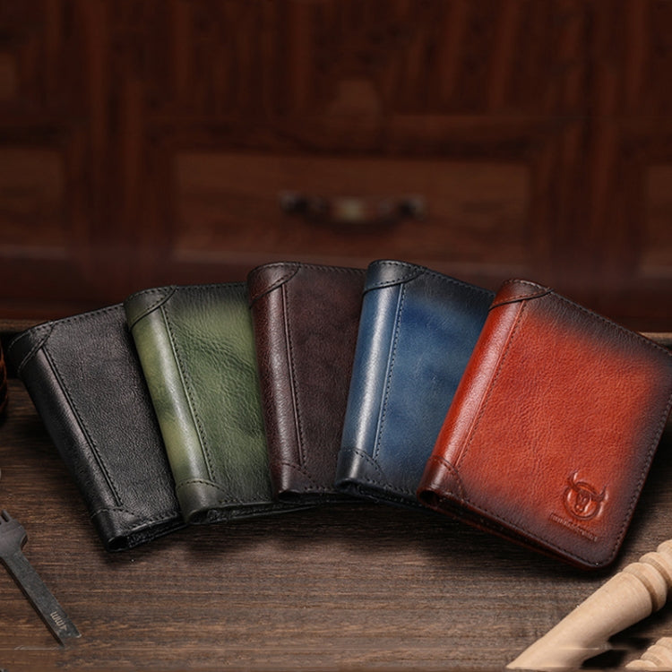 Bull Captain Men Wallet First-layer Cowhide Coin Clip RFID Retro Vertical ID Holder(Coffee) - free shipping - PMC TechLife - Order now!