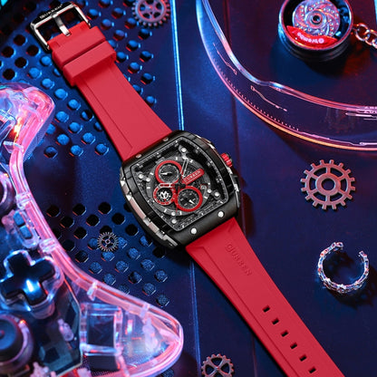 Curren 8442 Sport Six-Hand Silicone Strap Men Quartz Watch, Color: Rose Shell Black - Silicone Strap Watches by Curren | Online Shopping South Africa | PMC Jewellery | Buy Now Pay Later Mobicred