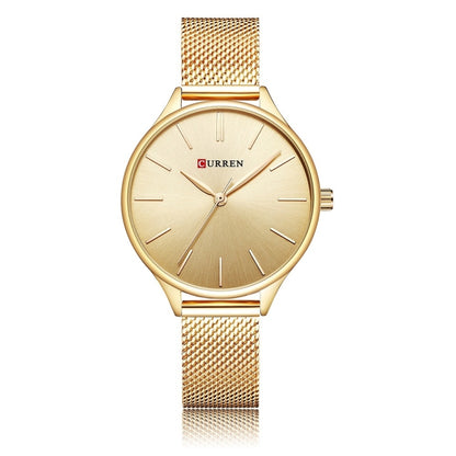 Curren 9024 Casual Steel Strap Waterproof Women Quartz Watch, Color: Gold Shell Gold Surface - Alloy Watches by Curren | Online Shopping South Africa | PMC Jewellery | Buy Now Pay Later Mobicred